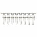 Globe Scientific 0.2mL 12-Strip Tubes, with Separate 12-Strip clear Flat caps, Natural, 80PK PCR-STR-02F-12